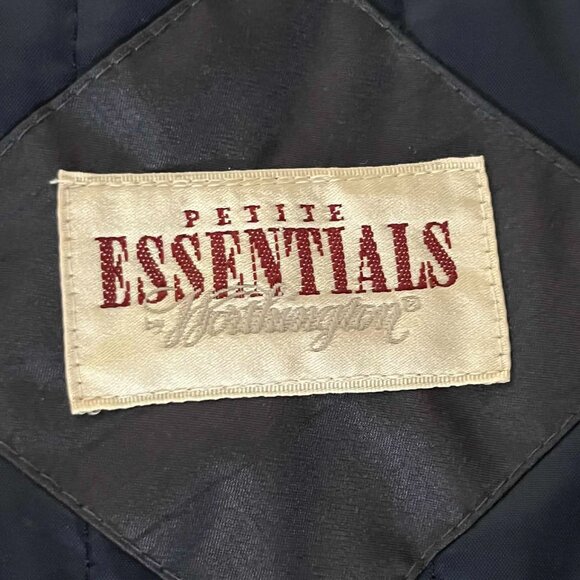 Vintage Petite Essentials by Worthington Trench Rain Coat size 12P Navy - Picture 9 of 9